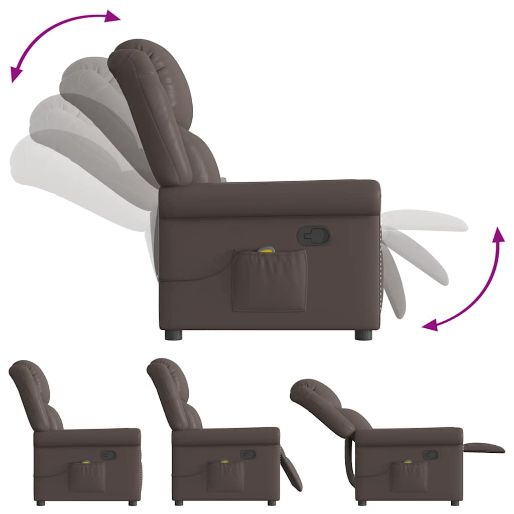 Massagesessel Braun Glänzendes Kunstleder