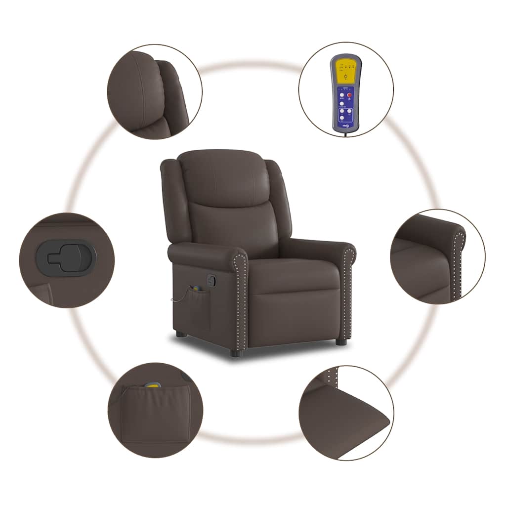 Massagesessel Braun Glänzendes Kunstleder