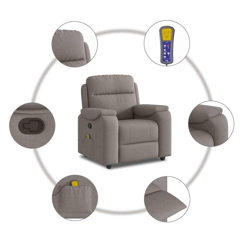 Massagesessel Taupe Stoff