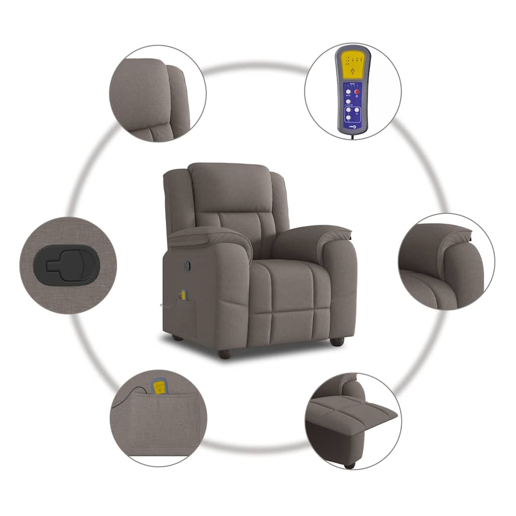 Massagesessel Taupe Stoff