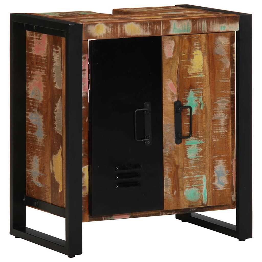 Badezimmerschrank mit Regal Braun Massives upgecyceltes Holz