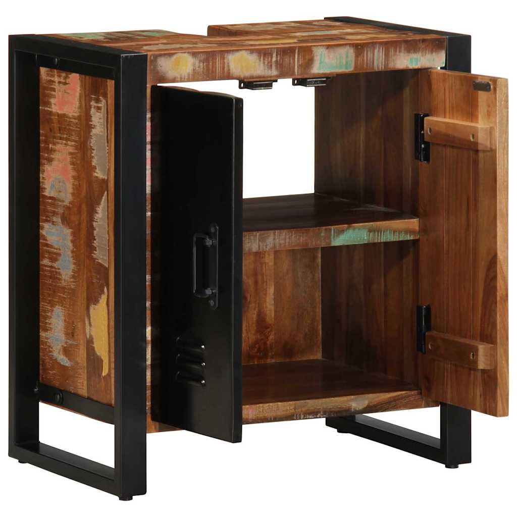 Badezimmerschrank mit Regal Braun Massives upgecyceltes Holz