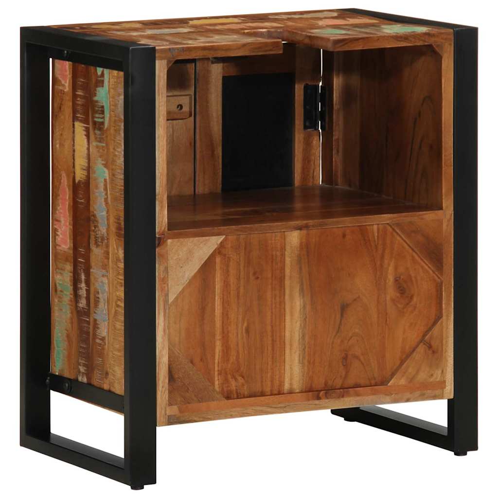 Badezimmerschrank mit Regal Braun Massives upgecyceltes Holz