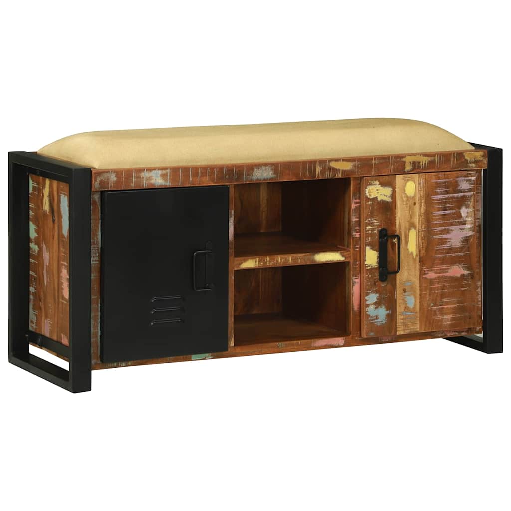 Bank Schrank Mehrfarbig 100 x 35 x 50 cm Massivholz Altholz