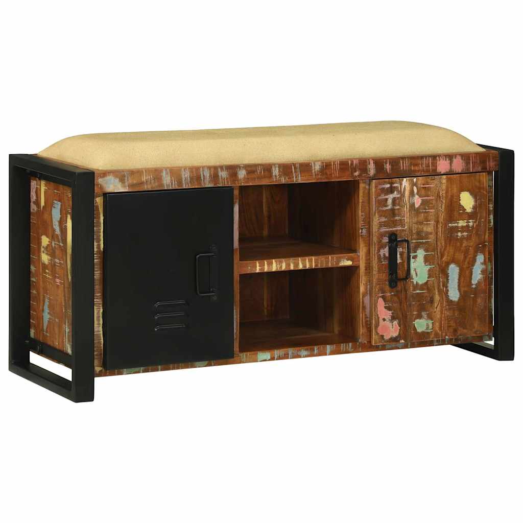 Bank Schrank Mehrfarbig 100 x 35 x 50 cm Massivholz Altholz