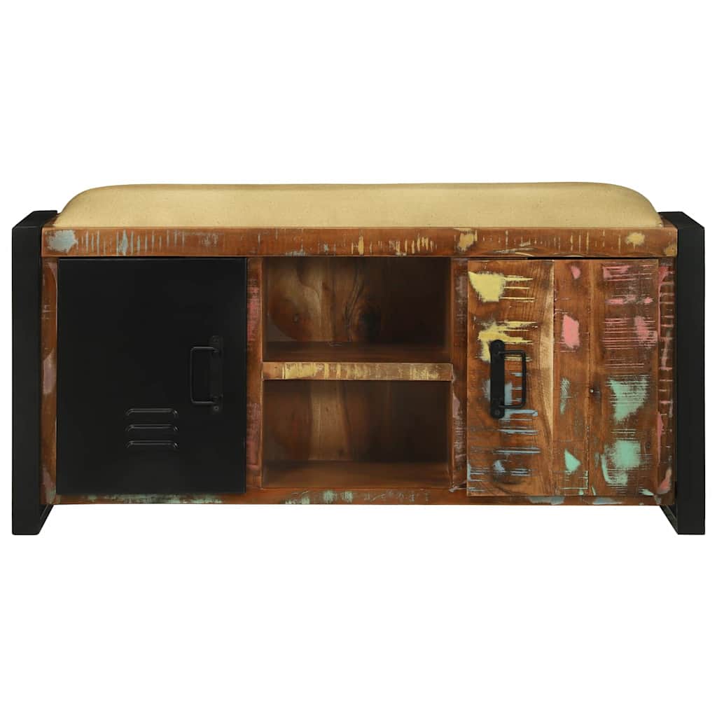 Bank Schrank Mehrfarbig 100 x 35 x 50 cm Massivholz Altholz