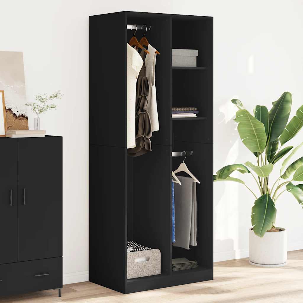 Kleiderschrank Schwarz 80x50x200 cm Holzwerkstoff