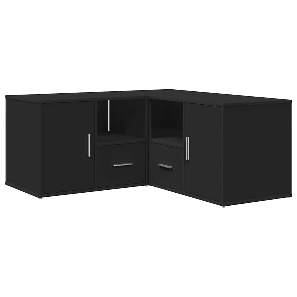 Eckregal Schwarz 160x40x45 cm Holzwerkstoff
