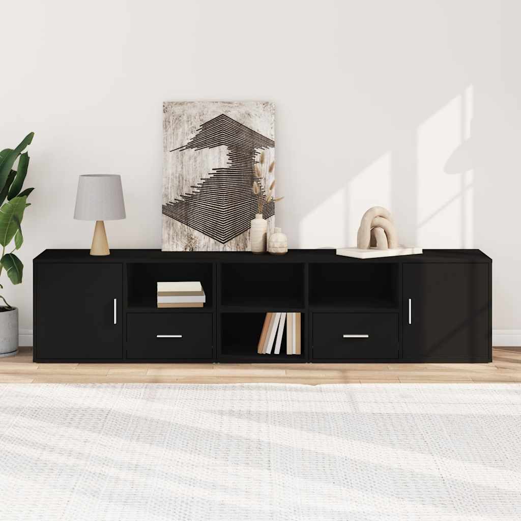 Eckregal Schwarz 200x40x45 cm Holzwerkstoff