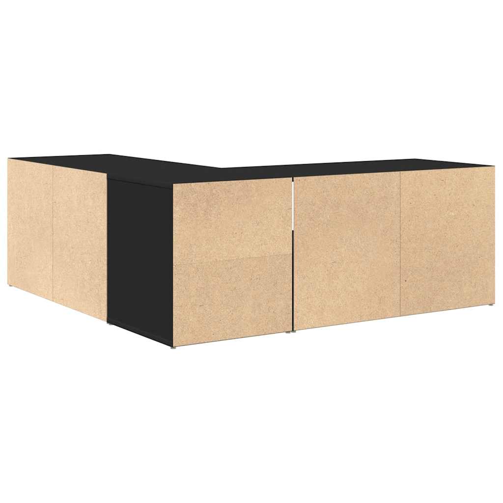 Eckregal Schwarz 200x40x45 cm Holzwerkstoff