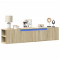 TV-Wandschrank mit LED-Beleuchtung Sonoma-Eiche 180x31x39,5 cm