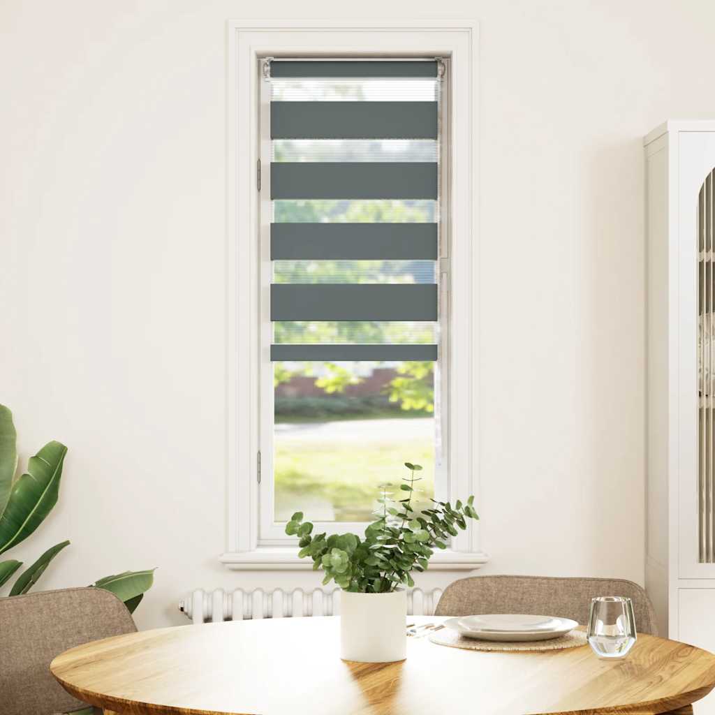 Doppelrollo Dunkelgrau 40x100 cm Stoffbreite 35,9 cm Polyester