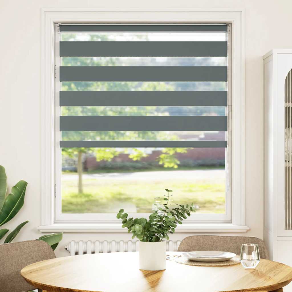Doppelrollo Dunkelgrau 95x150 cm Stoffbreite 90,9 cm Polyester