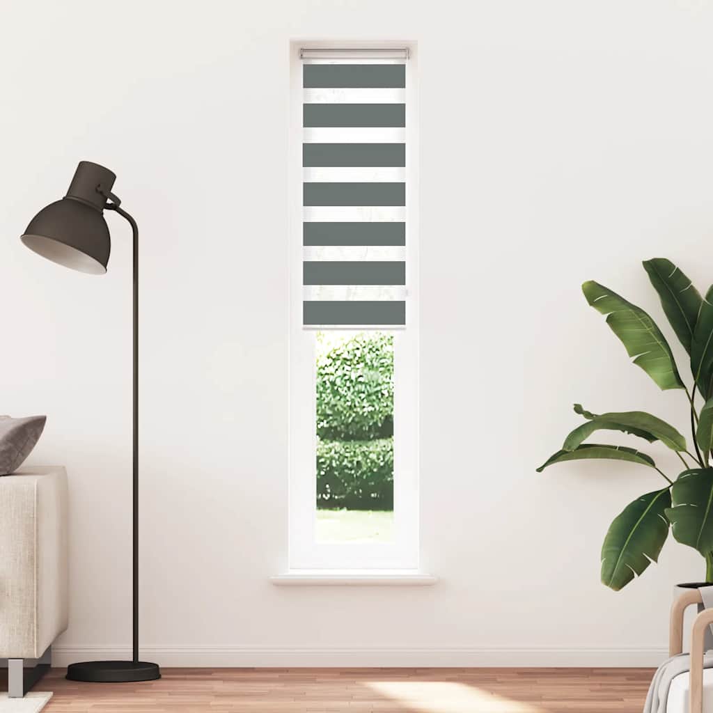 Doppelrollo Dunkelgrau 50x200 cm Stoffbreite 45,9 cm Polyester