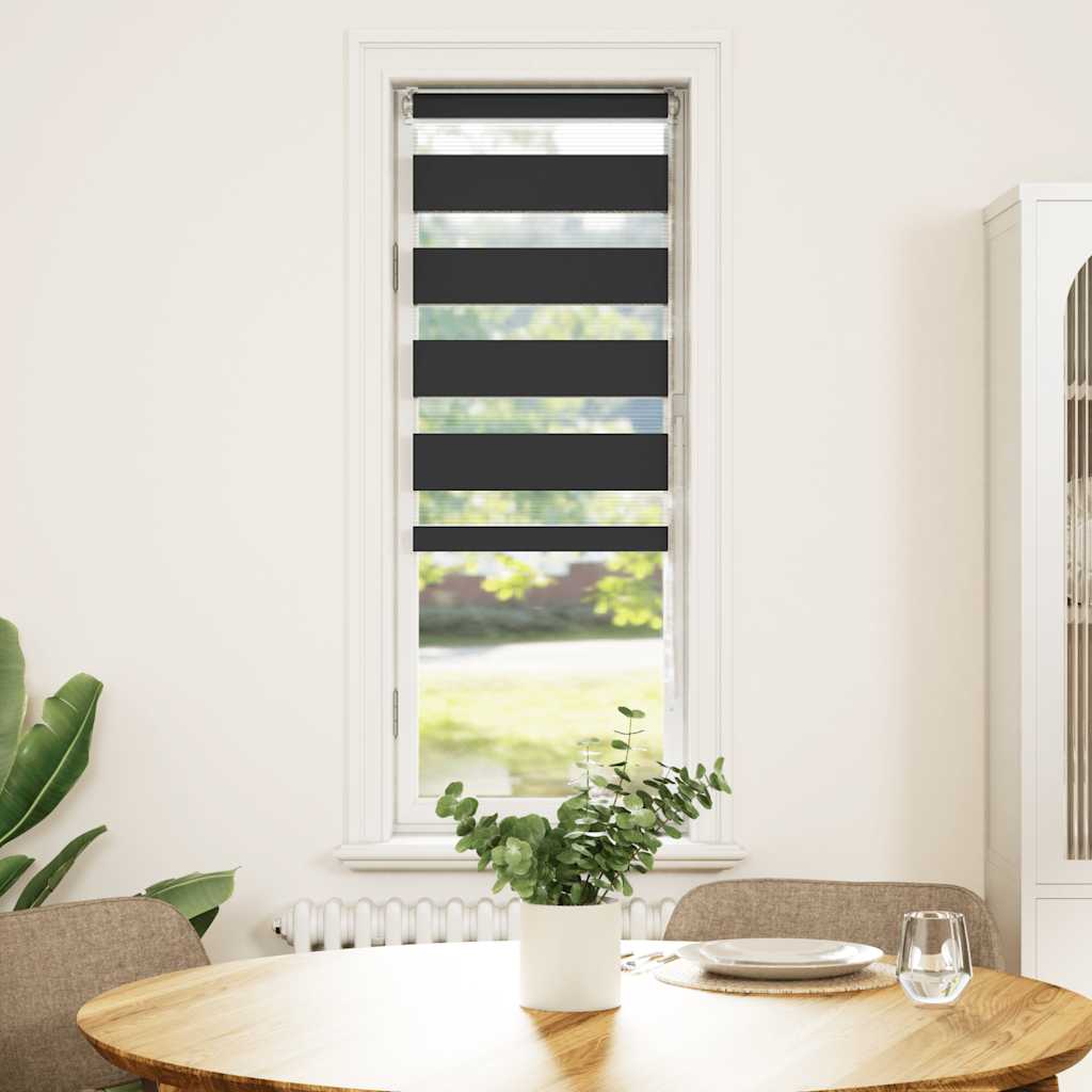 Doppelrollo Schwarz 45x100 cm Stoffbreite 40,9 cm Polyester