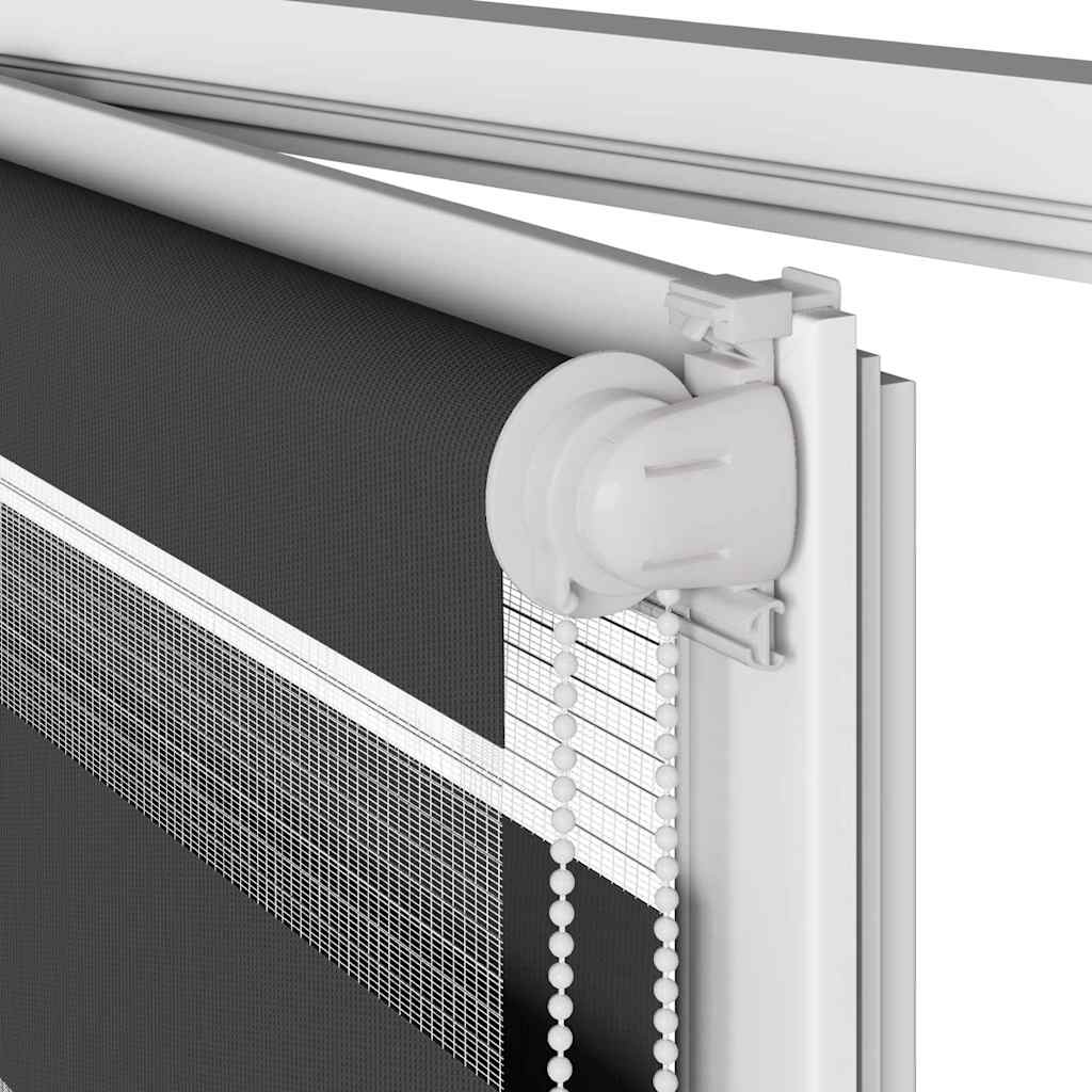 Doppelrollo Schwarz 45x100 cm Stoffbreite 40,9 cm Polyester