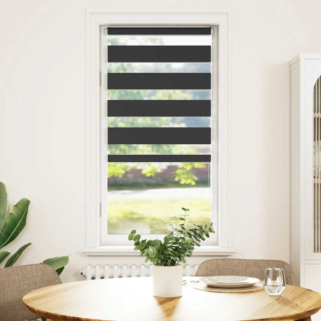 Doppelrollo Schwarz 65x100 cm Stoffbreite 60,9 cm Polyester