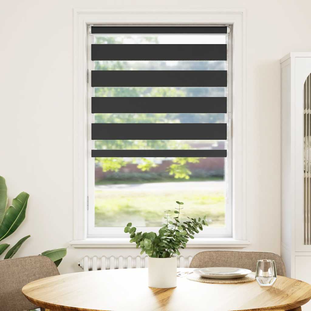 Doppelrollo Schwarz 85x100 cm Stoffbreite 80,9 cm Polyester