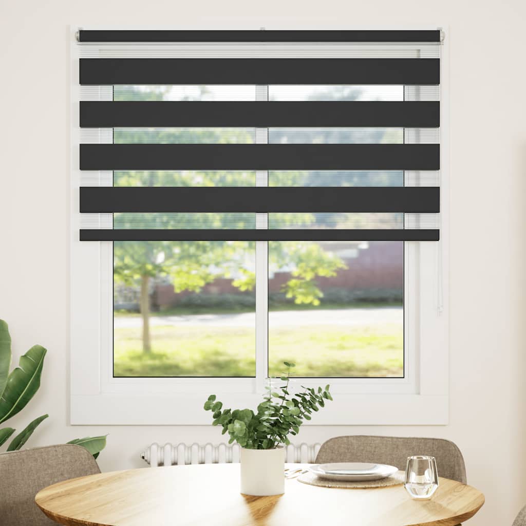 Doppelrollo Schwarz 125x100 cm Stoffbreite 120,9 cm Polyester