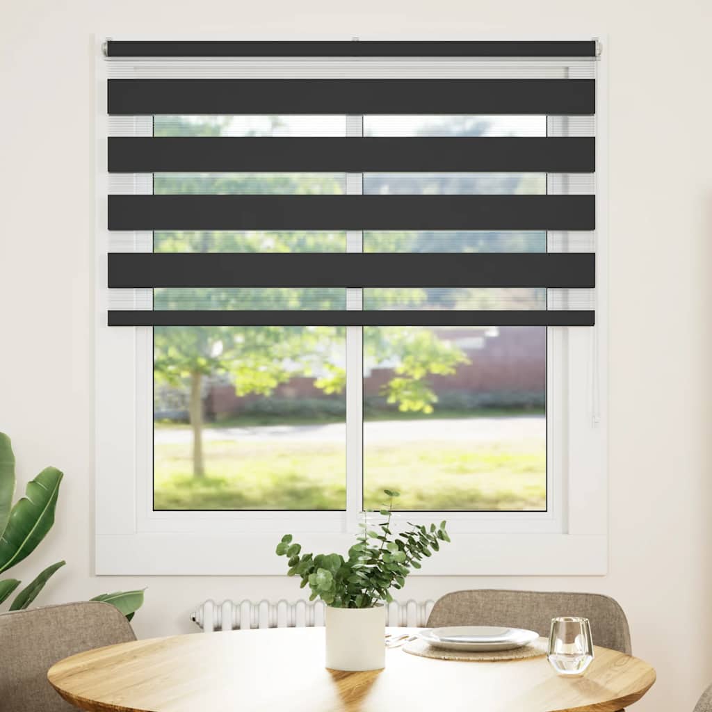 Doppelrollo Schwarz 135x100 cm Stoffbreite 130,9 cm Polyester