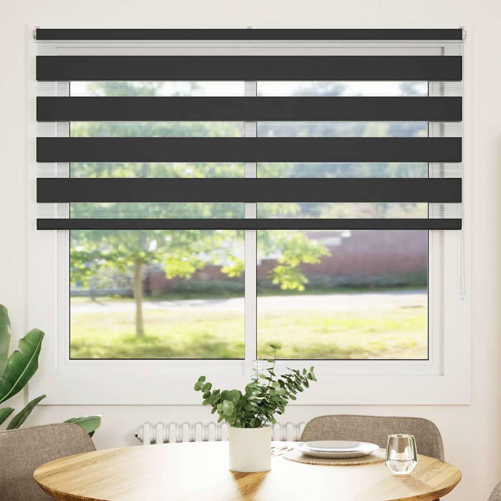 Doppelrollo Schwarz 155x100 cm Stoffbreite 150,9 cm Polyester