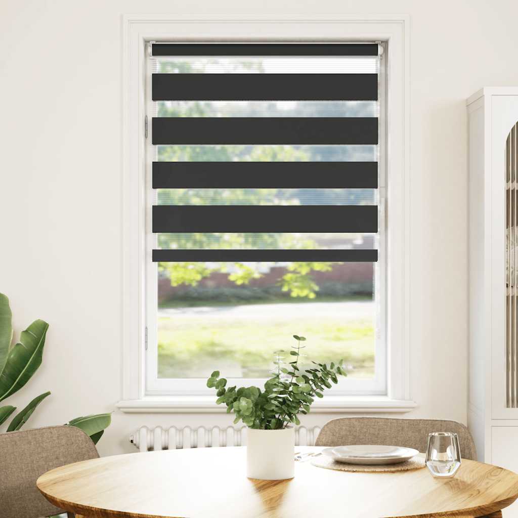 Doppelrollo Schwarz 80x150 cm Stoffbreite 75,9 cm Polyester