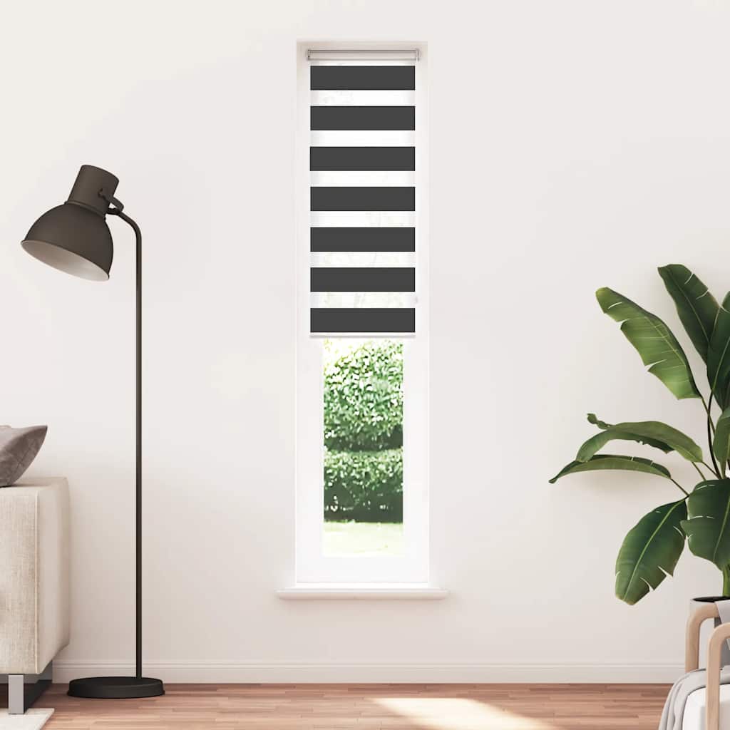 Doppelrollo Schwarz 50x200 cm Stoffbreite 45,9 cm Polyester