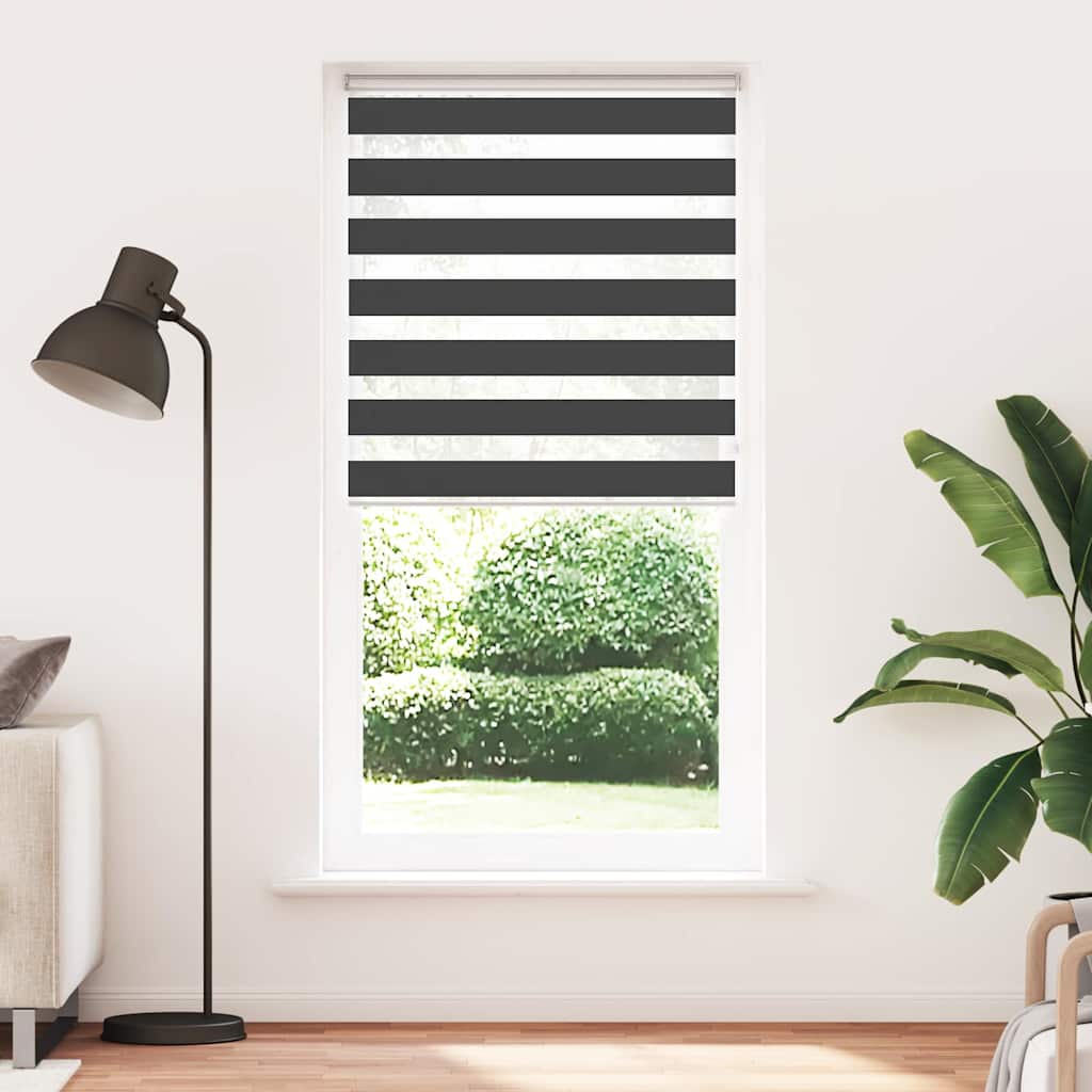 Doppelrollo Schwarz 115x200 cm Stoffbreite 110,9 cm Polyester