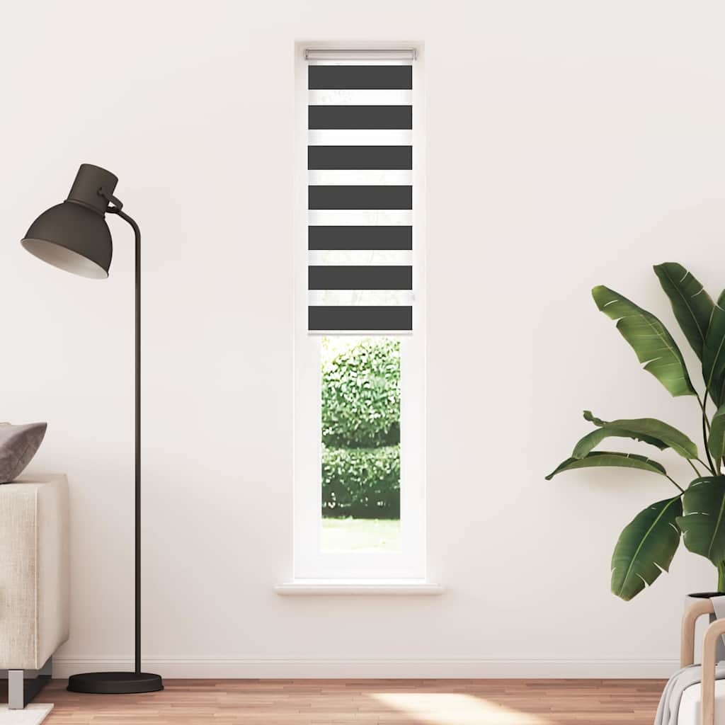 Doppelrollo Schwarz 45x230 cm Stoffbreite 40,9 cm Polyester