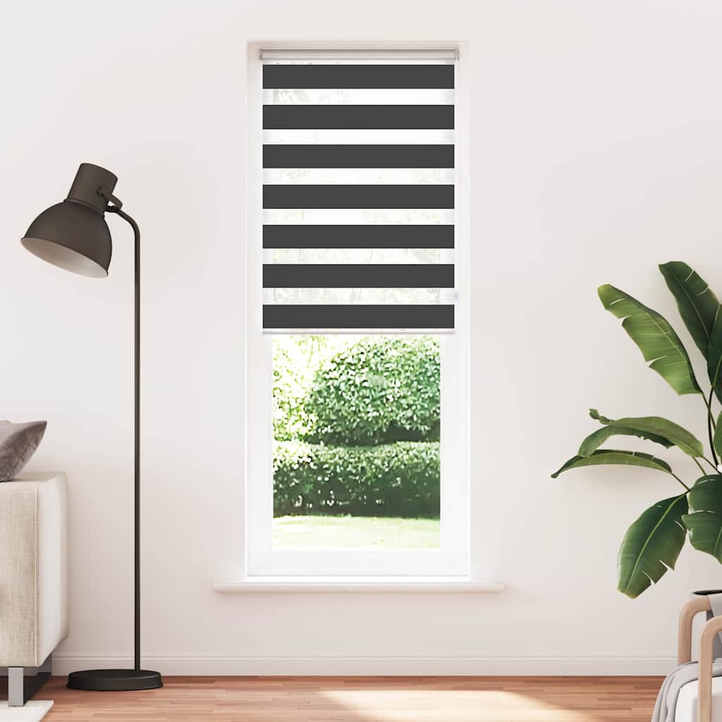 Doppelrollo Schwarz 75x230 cm Stoffbreite 70,9 cm Polyester