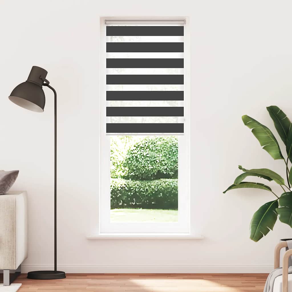 Doppelrollo Schwarz 90x230 cm Stoffbreite 85,9 cm Polyester