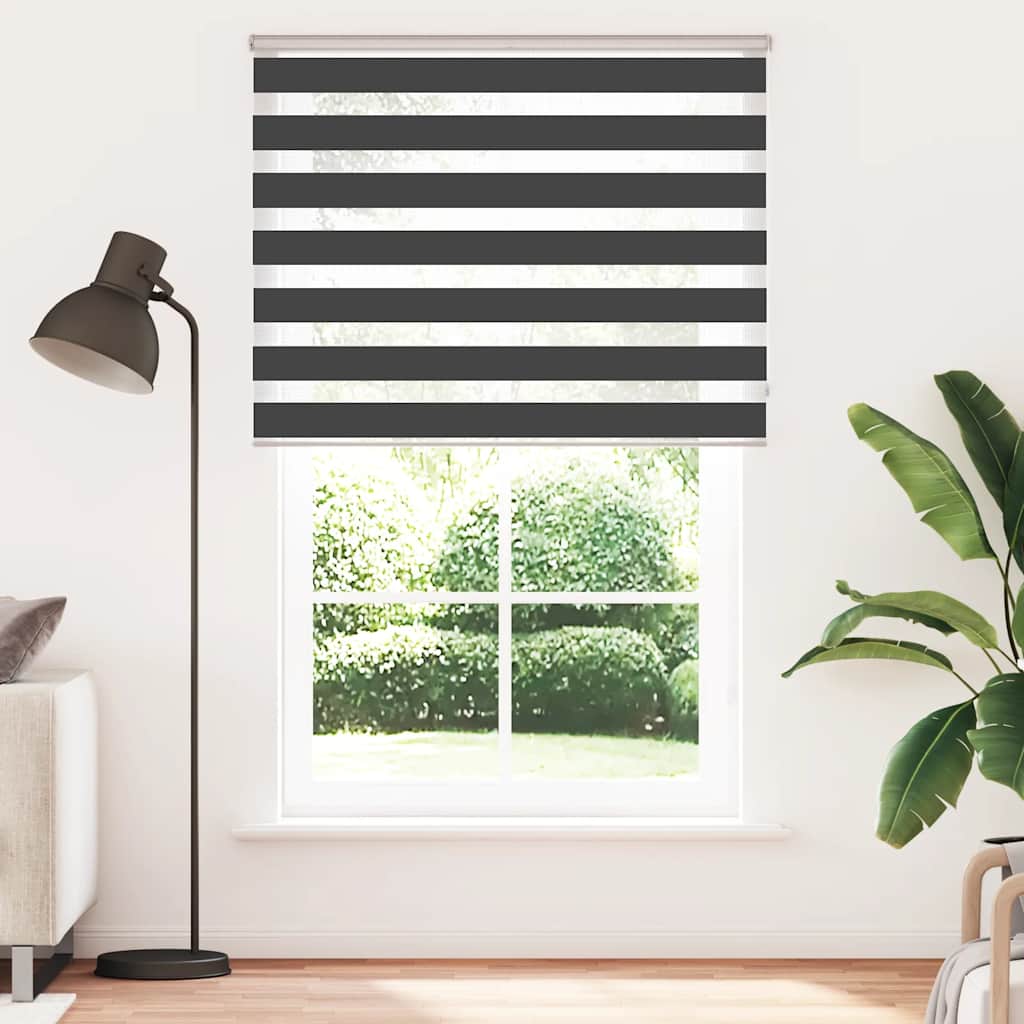Doppelrollo Schwarz 145x230 cm Stoffbreite 140,9 cm Polyester
