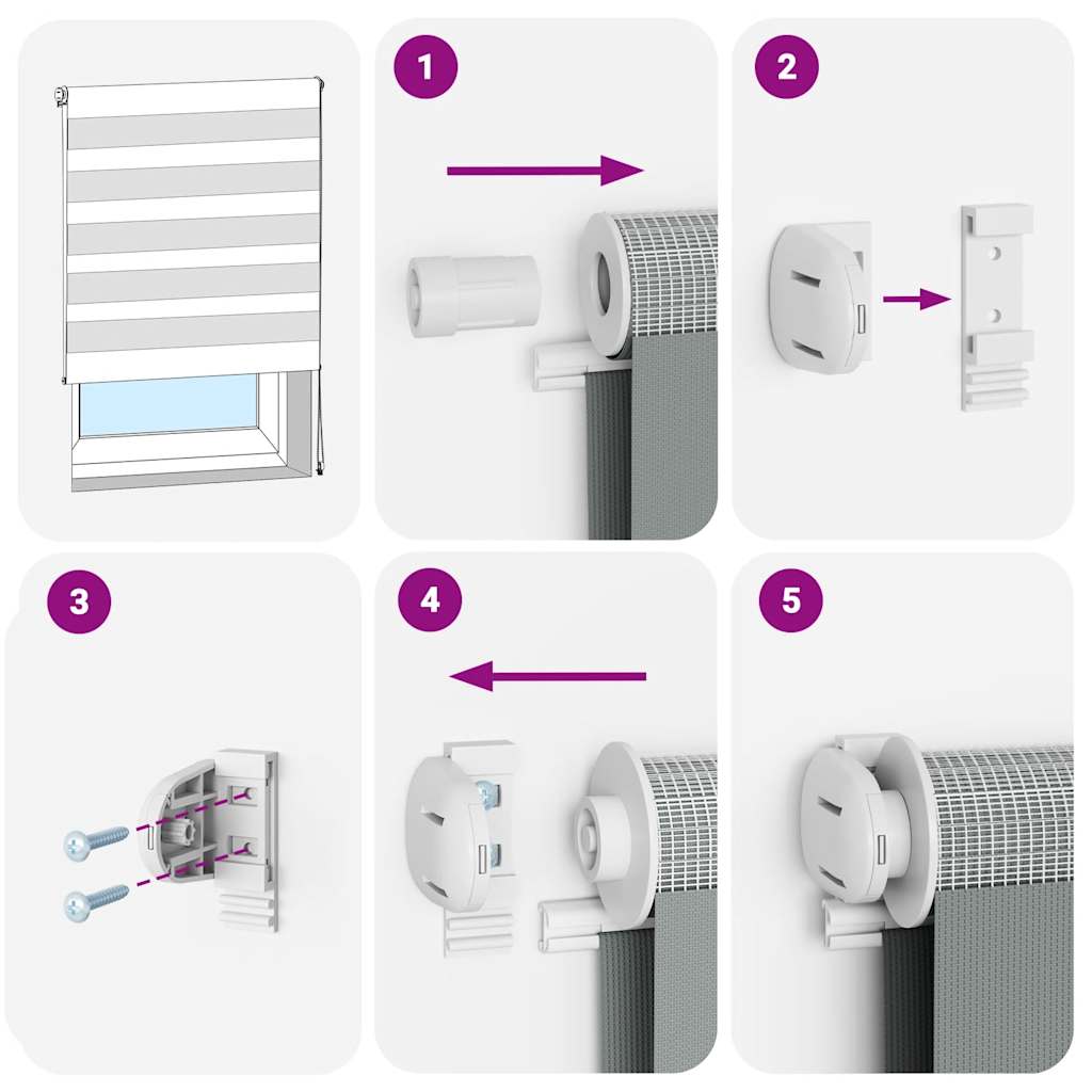 Doppelrollo Hellgrau 115x100 cm Stoffbreite 110,9 cm Polyester