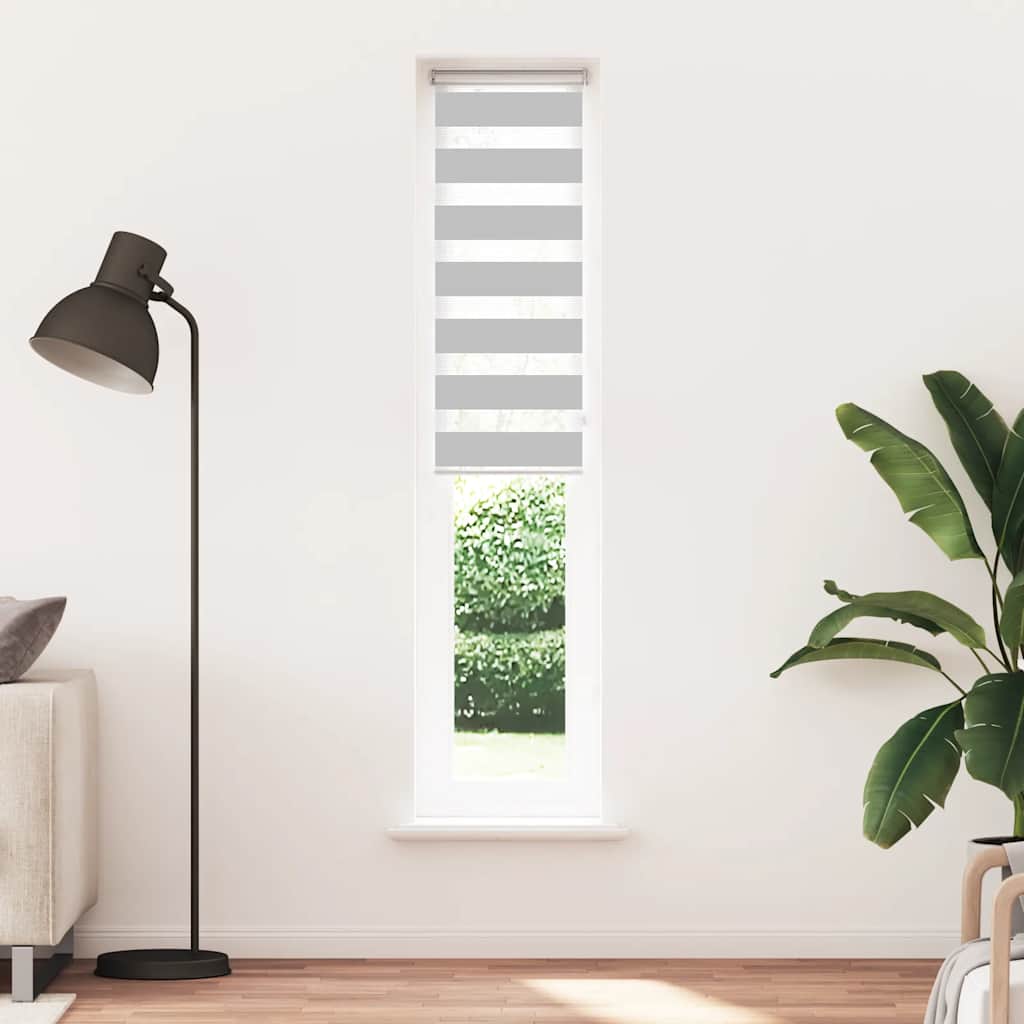 Doppelrollo Hellgrau 40x200 cm Stoffbreite 35,9 cm Polyester