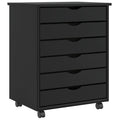 Rollschrank mit Schubladen MOSS Schwarz Massivholz Kiefer
