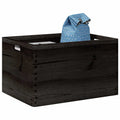 Holzkiste mit Griffen Schwarz 40x30x23 cm Massivholz Kiefer