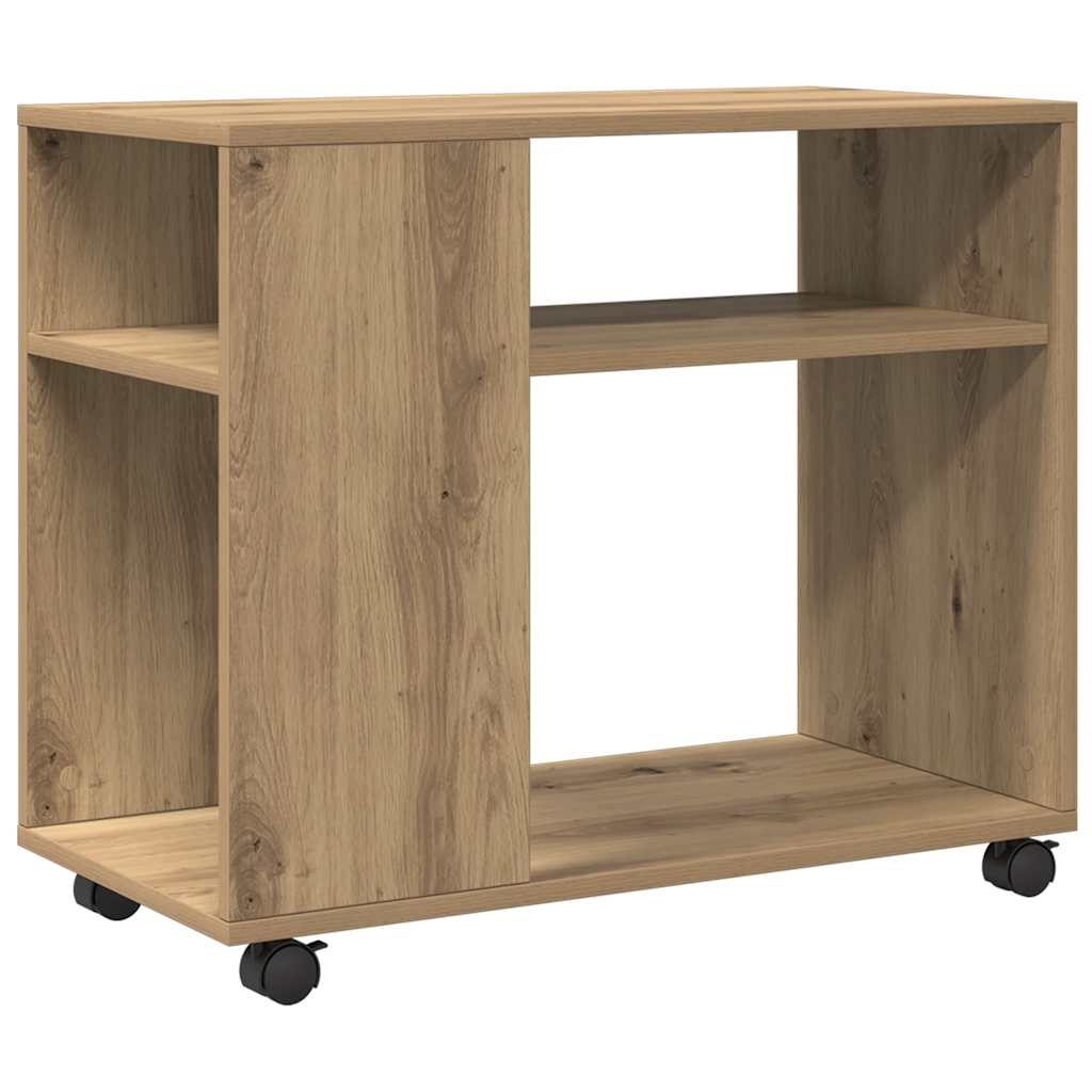 Beistelltisch mit Rollen Artisan-Eiche 70x35x60cm Holzwerkstoff