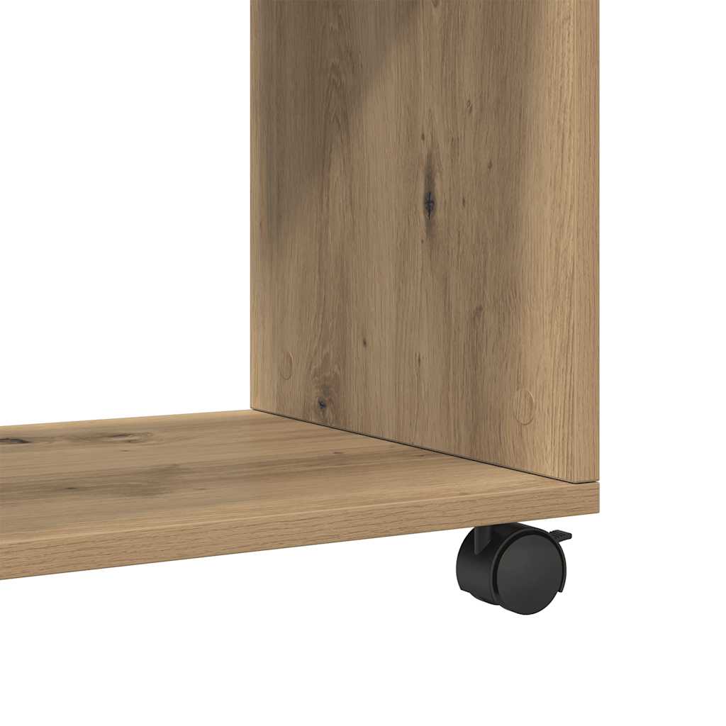 Beistelltisch mit Rollen Artisan-Eiche 70x35x60cm Holzwerkstoff