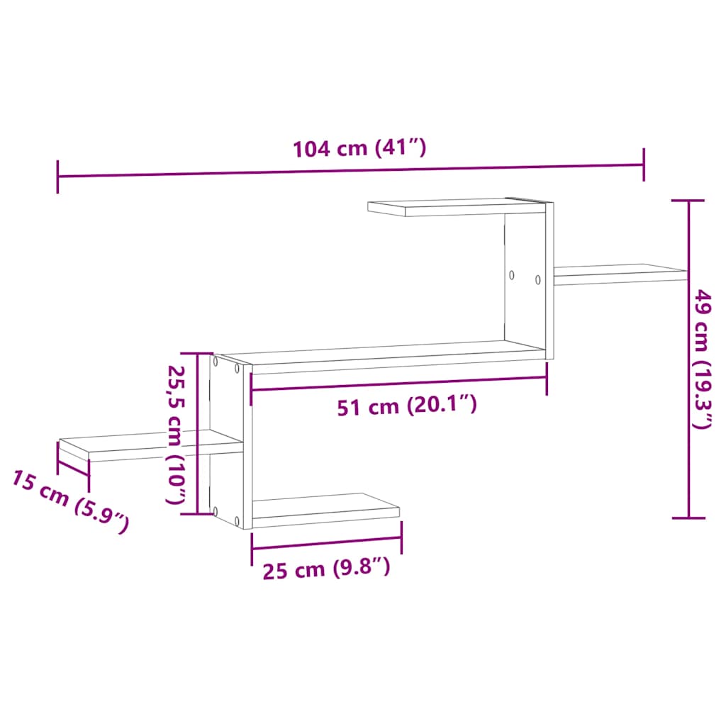 Wandregal Sonoma-Eiche 104x15x49 cm Holzwerkstoff