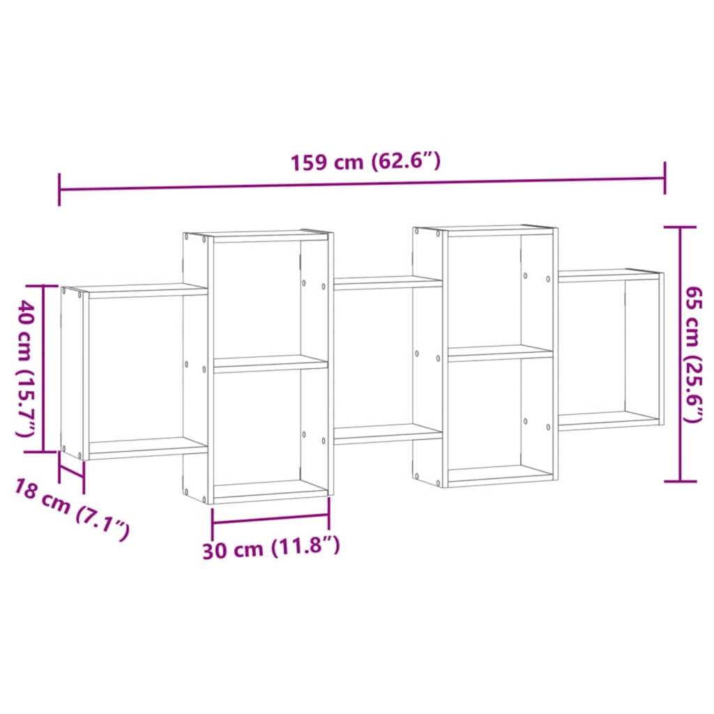 Wandregal Artisan-Eiche 159x18x65 cm Holzwerkstoff