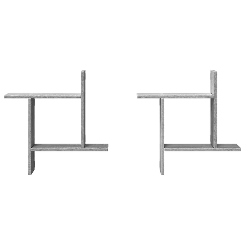 Wandregale 2 Stk. Grau Sonoma 50x12x50 cm Holzwerkstoff