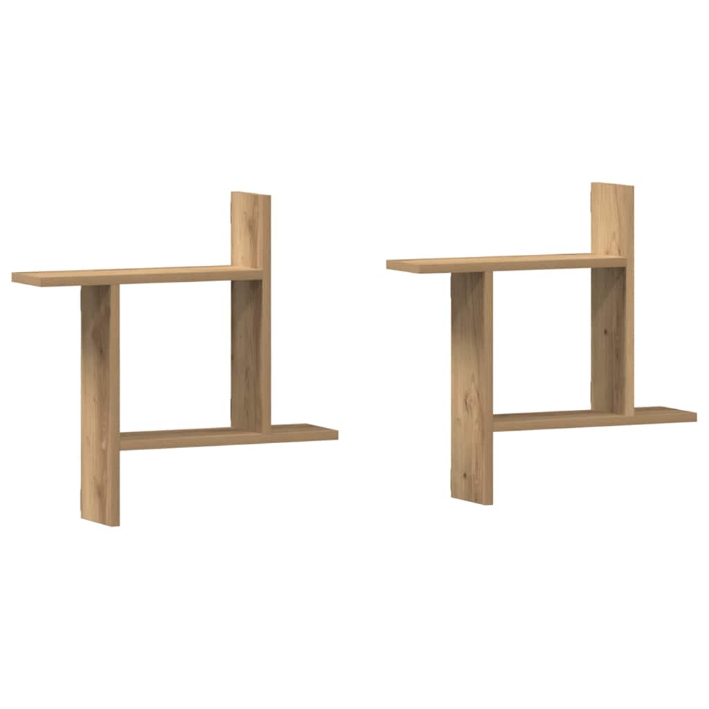 Wandregale 2 Stk. Artisan-Eiche 50x12x50 cm Holzwerkstoff