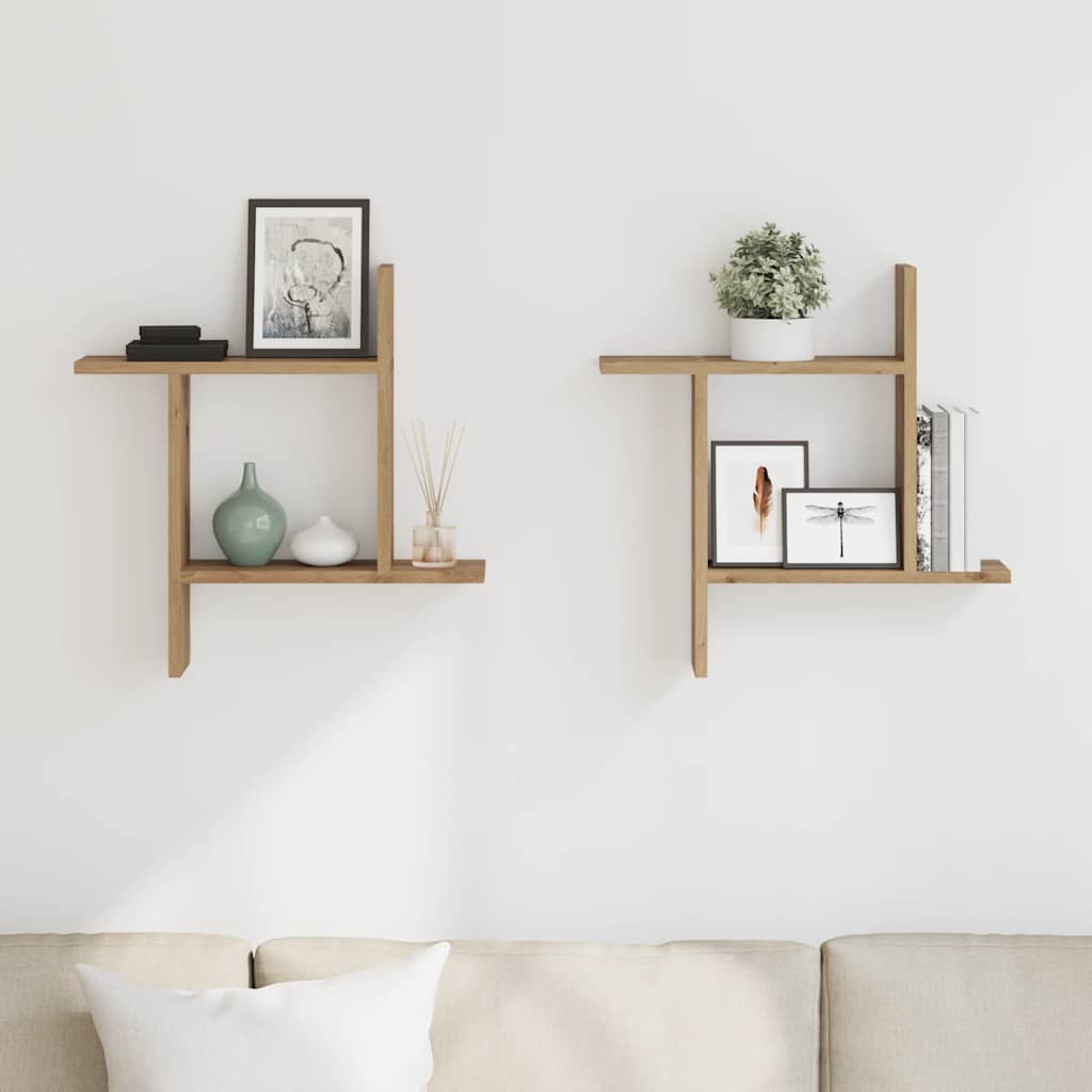 Wandregale 2 Stk. Artisan-Eiche 50x12x50 cm Holzwerkstoff