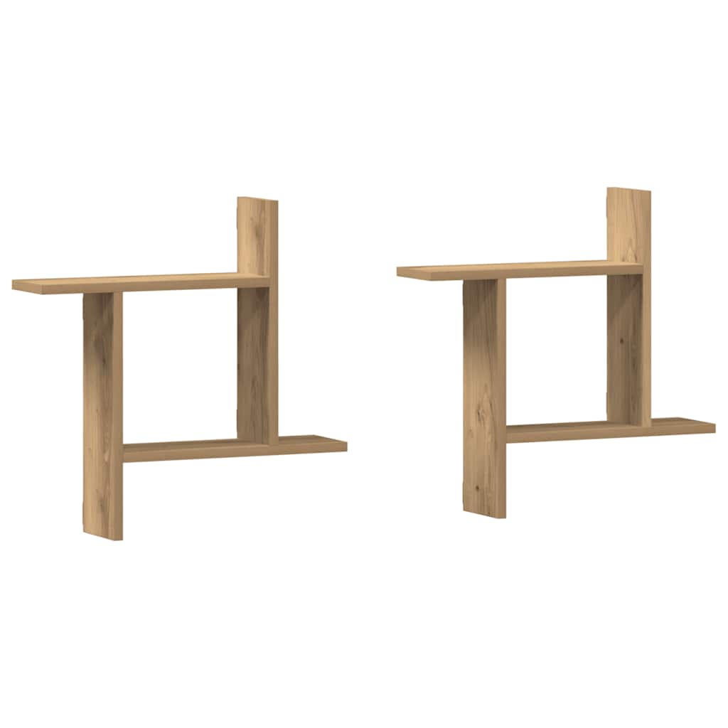 Wandregale 2 Stk. Artisan-Eiche 50x12x50 cm Holzwerkstoff