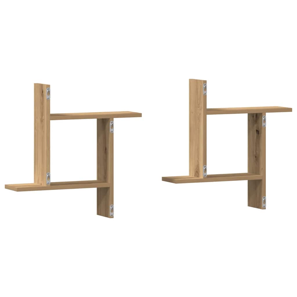 Wandregale 2 Stk. Artisan-Eiche 50x12x50 cm Holzwerkstoff