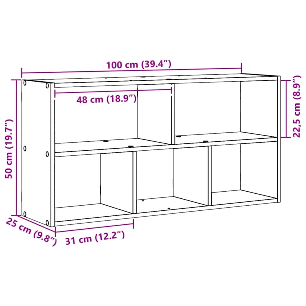 Wandregal Artisan-Eiche 100x25x50 cm Holzwerkstoff