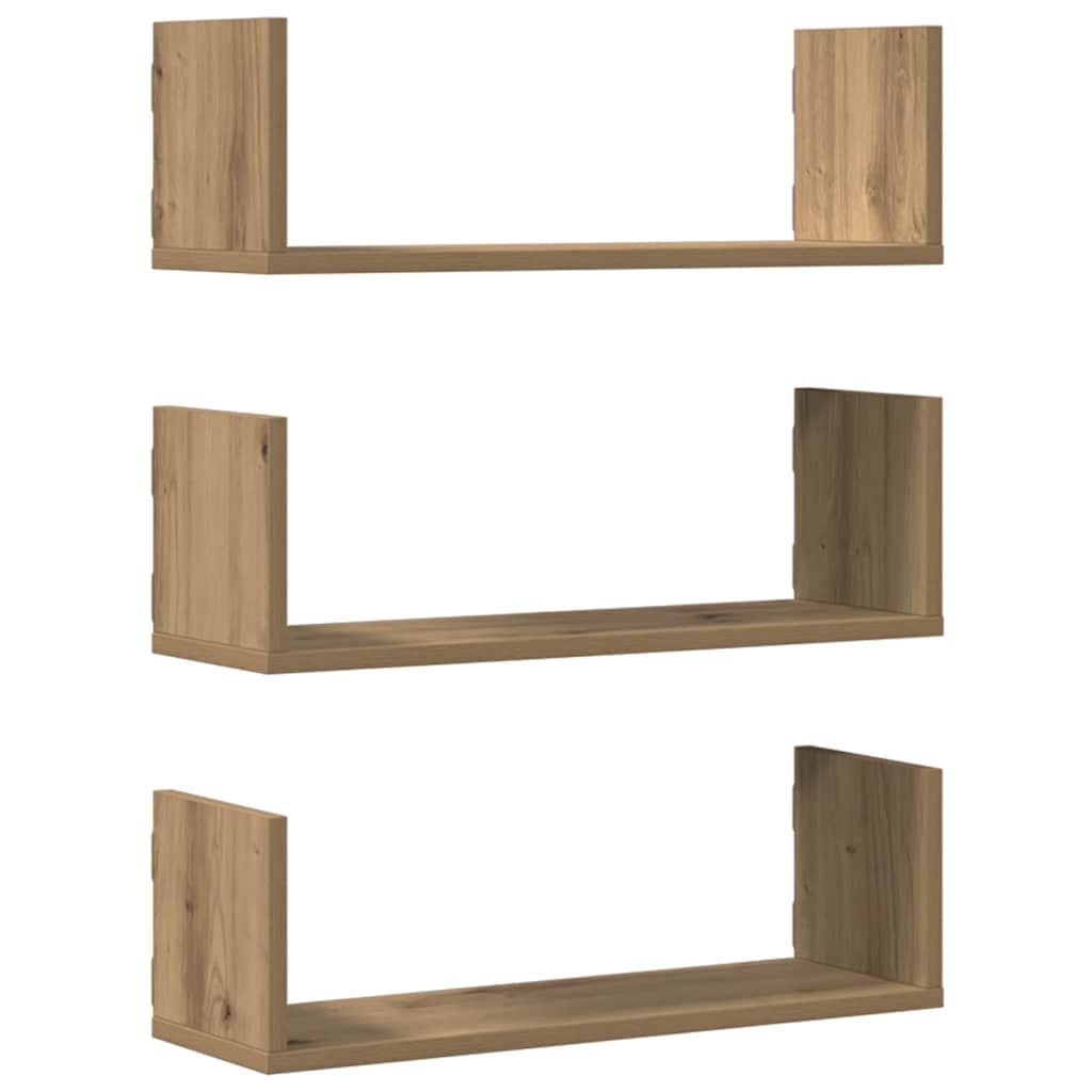Wandregale 3 Stk. Artisan-Eiche 58x18x18 cm Holzwerkstoff