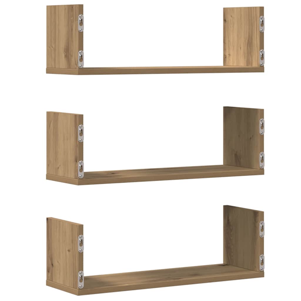 Wandregale 3 Stk. Artisan-Eiche 58x18x18 cm Holzwerkstoff