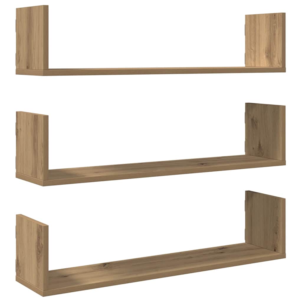 Wandregale 3 Stk. Artisan-Eiche 80x18x18 cm Holzwerkstoff