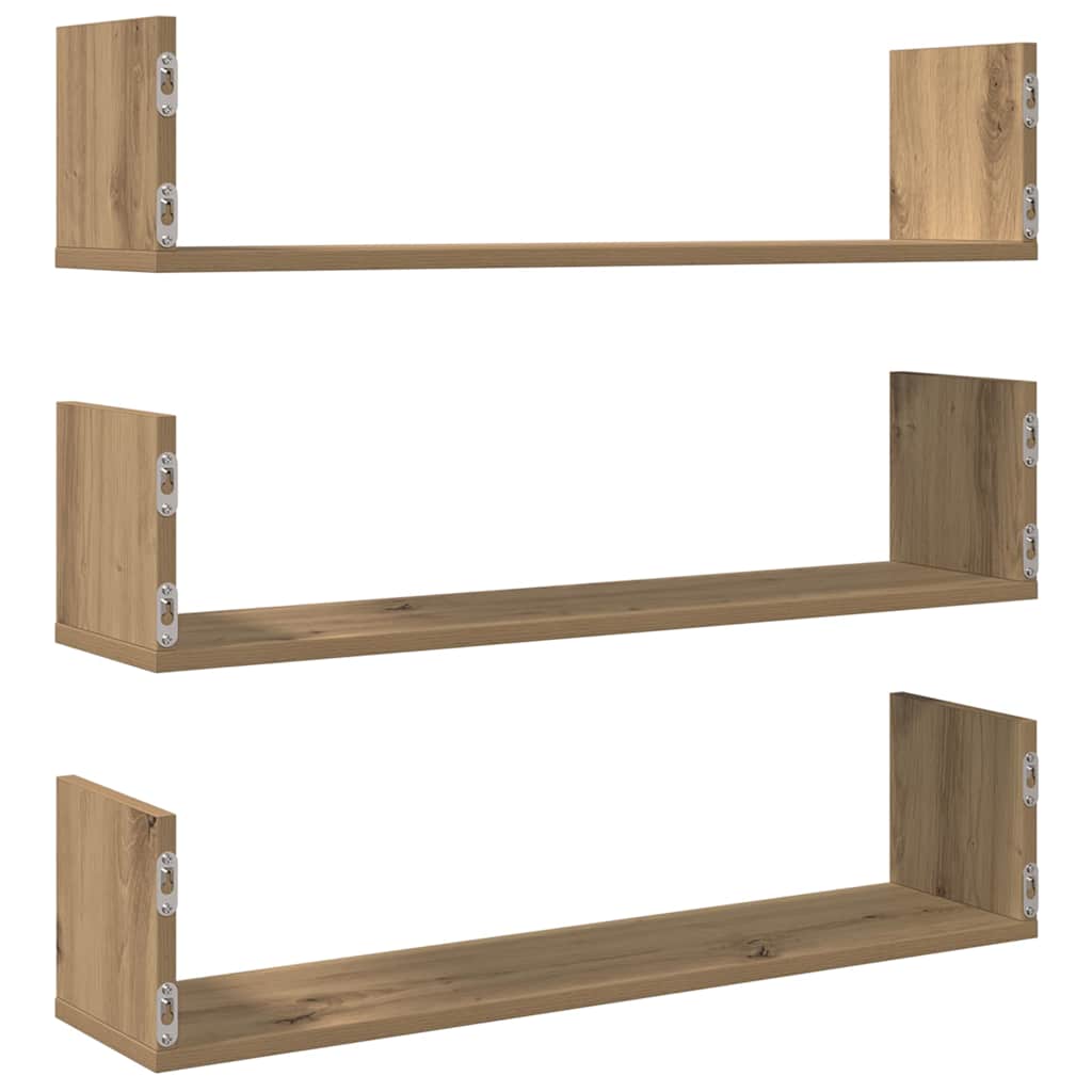 Wandregale 3 Stk. Artisan-Eiche 80x18x18 cm Holzwerkstoff